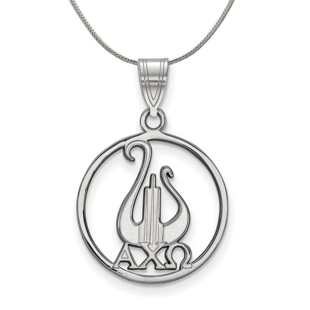 Sterling Silver Alpha Chi Omega Large Circle Necklace - 18 Inch